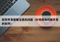 软件开发需要注意的问题（针对具体问题开发的软件）